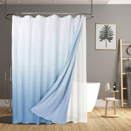 Eastern Blue Shower Curtains for Bathroom, Textured Ombre Shower Curtain Set with Liner and Hooks, Waterproof Shower Curtain Fabric, Machine Washable (Light Blue, 72 x 72 inches) Eastern Blue Shower Curtains for Bathroom, Textured Ombre Shower Curtain Set with Liner and Hooks, Waterproof Shower Curtain Fabric, Machine Washable (Light Blue, 72 x 72 inches)