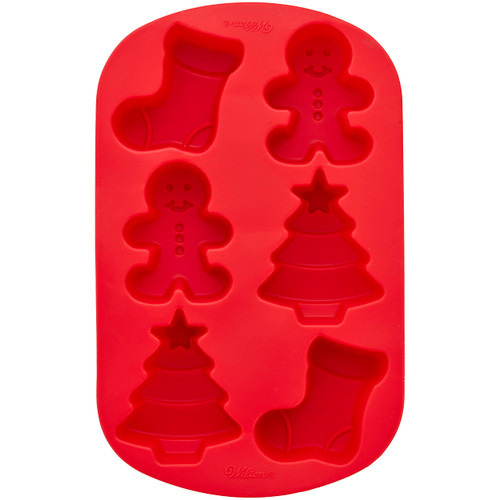 Wilton Christmas Stocking, Tree and Gingerbread Boy Silicone Baking and Candy Mold, 6-Cavity Wilton Christmas Stocking, Tree and Gingerbread Boy Silicone Baking and Candy Mold, 6-Cavity