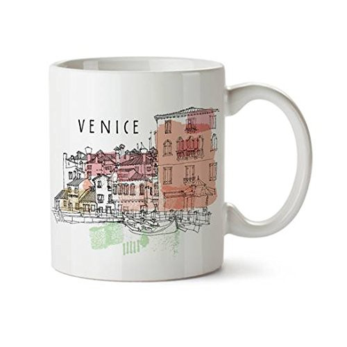 Venice Colorful Minimal Design Coffee Mug - Ceramic - 11 oz - Venice Souvenir Cup Mom, Dad, Boyfriend, Girlfriend