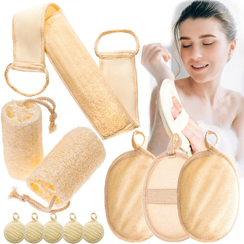 11 Packs Natural Loofah Pads Set Back Scrubber for Shower, Loofah Exfoliating Body Scrubber for Men Women, Loofah Cleanser Bath Sponges Deep Clean & Invigorate Your Skin, Face, Back 11 Packs Natural Loofah Pads Set Back Scrubber for Shower, Loofah Exfoliating Body Scrubber for Men Women, Loofah Cleanser Bath Sponges Deep Clean & Invigorate Your Skin, Face, Back
