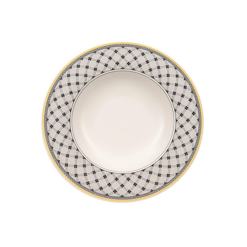 Villeroy & Boch Audun Promenade Rim Soup, 9.5 in, White/Gray/Yellow