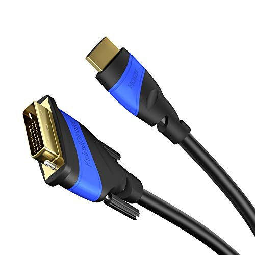 KabelDirekt High Speed HDMI to DVI Cable - Digital Video Cable High Resolution (10 ft) Bi-directional DVI 24+1 to HDMI Adapter for Full HD 3D 1080p - TOP Series