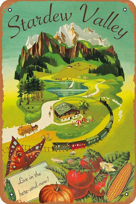 Stardew Valley Travel Poster Poster Vintage Retro Metal Sign 8x12 Inch Man Cave Home Wall Decor