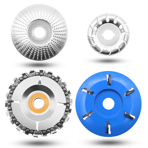 4 Pieces Wood Carving Disc Grinding Wheel,12 Teeth Wood Polishing Shaping Disc,6 Teeth Wood Turbo Carving Disc,22 Teeth Grinder Chain Disc for Angle Grinder 4 1/2 inch Woodworking Wood Cutting