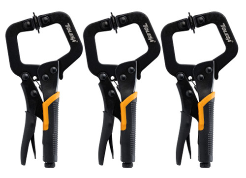 TOLESA 6 Inch Metal Face Clamps For Woodworking 3 Pcs Heavy Duty Pocket Hole Clamps Adjustable Locking C Clamps With Swivel Pads Wood Clamps For Woodworking Pocket Hole Joinery Cabinet Carpentry