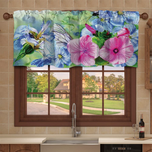 Valance Curtain,Floral Watercolor Flower Pattern,Kitchen Farmhouse Window Valance for Living Room Bedroom Bathroom Decor,52 x 18 in,Multicolor Valance Curtain,Floral Watercolor Flower Pattern,Kitchen Farmhouse Window Valance for Living Room Bedroom Bathroom Decor,52 x 18 in,Multicolor