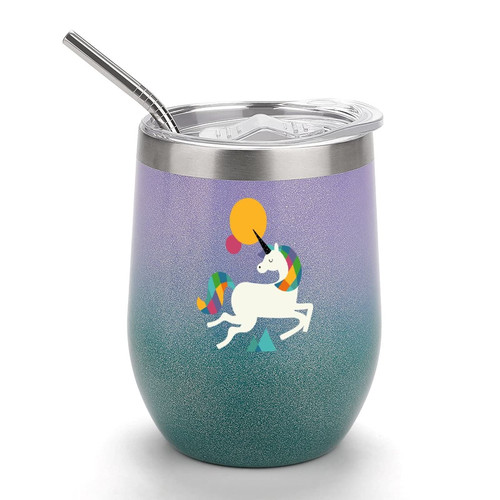 To Be A Unicorn Stainless Steel Wine Tumbler Travel Mug Coffee Cup With Lid and Straw 12 Oz white-style