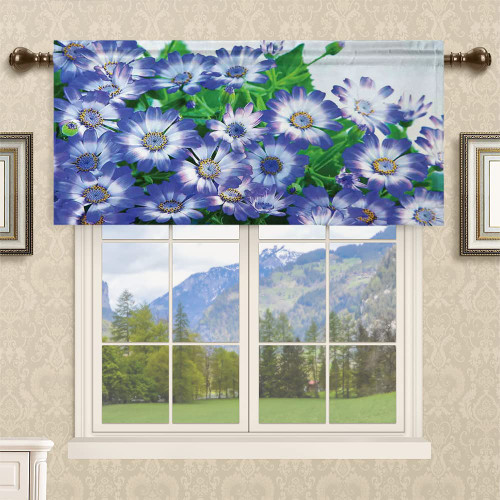 Valance Curtain,Floral Flower Pattern,Kitchen Farmhouse Window Valance for Living Room Bedroom Bathroom Decor,52 x 18 inch,Green Blue
