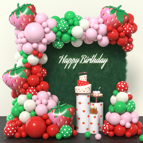 Strawberry Balloon Garland Arch Kit, JOGAMS Strawberry Birthday Party Decorations with Red Green Polka Dot Strawberry Balloons for Berry First Sweet One Themed Birthday Baby Shower Party Supplies Strawberry Balloon Garland Arch Kit, JOGAMS Strawberry Birthday Party Decorations with Red Green Polka Dot Strawberry Balloons for Berry First Sweet One Themed Birthday Baby Shower Party Supplies