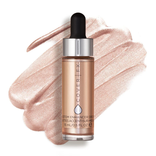 COVER FX Custom Enhancer Drops Liquid Highlighter, Versatile Illuminator, Blend with Foundation and Makeup, Moonlight, 0.5 Fl Oz