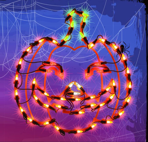 LAMPHOME 13.3'' Halloween Decorations Window Silhouette Holiday Displays, Light Up Halloween Window Lights, Lighted Jack-O-Lantern for Party Home Tabletop Halloween Ornamet?Halloween Jack-O-Lantern