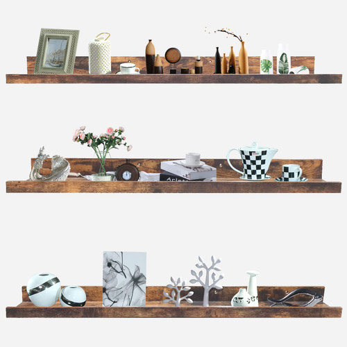 Goizxol Wall Mounted Shelves ?Floating Wall Shelf, Wood Wall Shelf, Wooden Shelves for Wall - Floating Storage Rustic Shelves, Small Floating Shelves (Brown, 36)