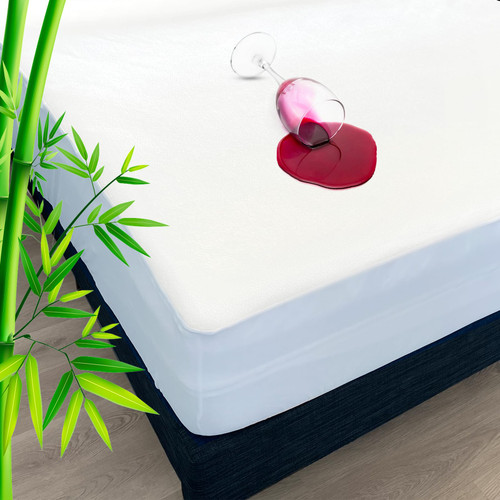 Full Size Bamboo Cooling Mattress Protector - Waterproof Fitted Sheet Mattress Cover Hypoallergenic Premium Quality 3D Air Fabric Ultra Soft Pad Protects from Dust Allergens