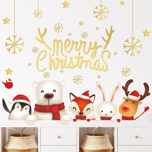 Atcarmor Merry Christmas Wall Decals Stickers Removable, Reindeer Polar Bear Xmas Christmas Vinyl DIY Wall Art Decal, Christmas Window Clings Decals for Wall Office Kid Living Room Decorations Atcarmor Merry Christmas Wall Decals Stickers Removable, Reindeer Polar Bear Xmas Christmas Vinyl DIY Wall Art Decal, Christmas Window Clings Decals for Wall Office Kid Living Room Decorations