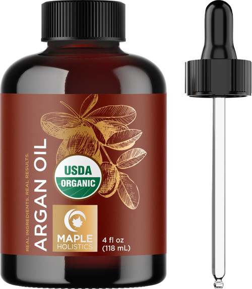 Certified Organic Argan Oil of Morocco - Organic Argan Oil for Hair Skin and Nails Cold Pressed and Unrefined - Organic Argan Oil for Face and Body Care and Organic Hair Oil for Dry Damaged Hair