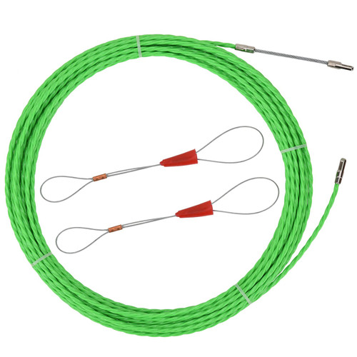 AutCreation Fish Tape Wire Puller Through Wall Wire Threader Electrical Cable Puller OD 4.5mm Plus Fish Cable Fastener with Steel rope (49ft(15M))