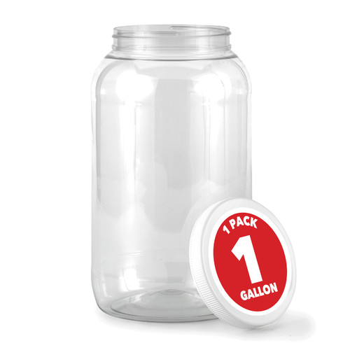 Stock Your Home 1 Gallon Clear Plastic Jars with Lids (1 Pack) 128 oz Wide Mouth Large Jar with Lid, Big Container for Candy, Cookies, Arts & Crafts, Bartender Money Tips, Kitchen & Pantry Storage