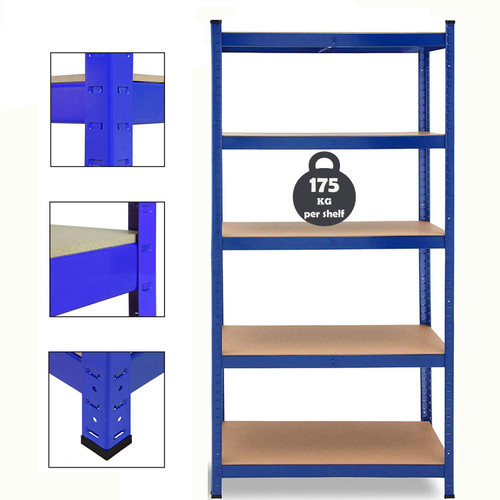 Autofather Heavy Duty Steel Shelving Unit Garage Racking Unit 175kg per Shelf (5-Tier 59" x 28" x 12"), Metal Garage Shed Storage Shelving Unit - Blue Autofather Heavy Duty Steel Shelving Unit Garage Racking Unit 175kg per Shelf (5-Tier 59" x 28" x 12"), Metal Garage Shed Storage Shelving Unit - Blue