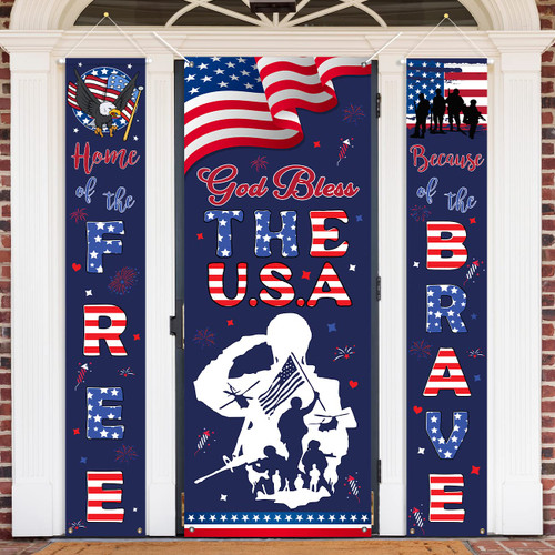 4th of July Decorations Independence Day Patriotic Banner 3 Pcs Home of the Free and Because of the Brave Porch Sign Set for Fourth of July Party Supplies Indoor Outdoor 4th of July Decorations Independence Day Patriotic Banner 3 Pcs Home of the Free and Because of the Brave Porch Sign Set for Fourth of July Party Supplies Indoor Outdoor
