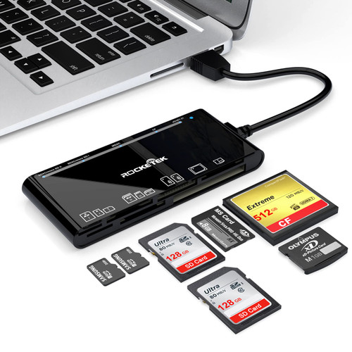 SD Card Reader 7 in 1 Multi USB3.0 Card Reader for SD/TF/CF/Micro SD/XD/MS Memory Card Reader/Writer/Hub for SD SDXC SDHC CF CFI TF Micro SD Micro SDXC MS MMC XD UHS-I Card for Windows/Mac OS/Chrome