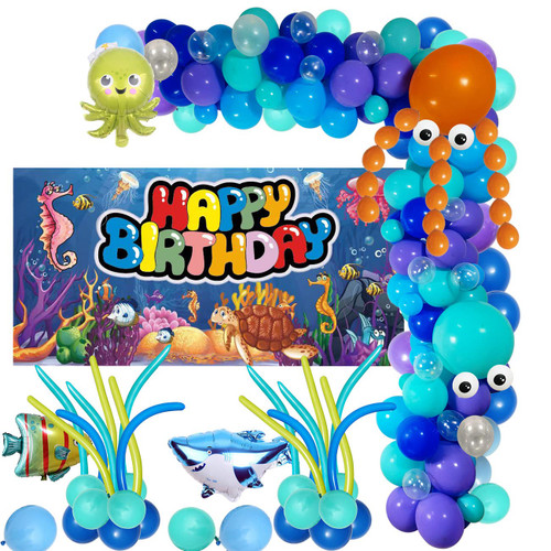 Under The Sea Party Decorations Ocean Theme Blue Balloon Garland Arch Ocean Theme Birthday Photography Background Banne Supplies Octopus Clownfish Beach Animals Baby Shower Party Decors for Kids Under The Sea Party Decorations Ocean Theme Blue Balloon Garland Arch Ocean Theme Birthday Photography Background Banne Supplies Octopus Clownfish Beach Animals Baby Shower Party Decors for Kids