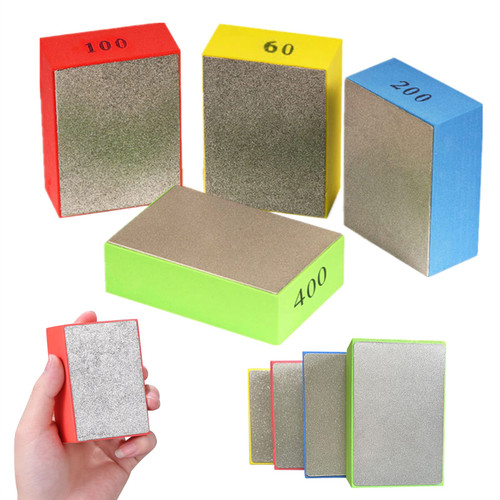 Bibabala 4Pcs Diamond Hand Polishing Pads, Electroplated Diamond Sanding Pads for Stone Ceramic Tile Glass Marble Grinding Trimming - 60# 100# 200# 400#