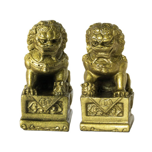 Addune Pair of Chinese Beijing Foo Dogs Statues Guardian Lion Statues Energy Feng Shui Products Decorations for The Home Gifts (Bronze, S)