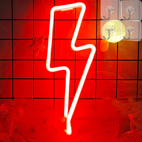 VIFULIN Lightning Bolt Neon Sign, Led Neon Light Sign for Wall Decor, Lightning Neon Lights, USB/Battery Powered Led Neon Light Sign for Bedroom, Kids Room, Living Room, Bar, Party, Wedding(Red) VIFULIN Lightning Bolt Neon Sign, Led Neon Light Sign for Wall Decor, Lightning Neon Lights, USB/Battery Powered Led Neon Light Sign for Bedroom, Kids Room, Living Room, Bar, Party, Wedding(Red)
