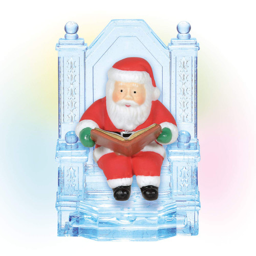 Department 56 Village Collection Accessories Ice Castle Santa on Throne Lit Figurine, 1.89 Inch, Multicolor