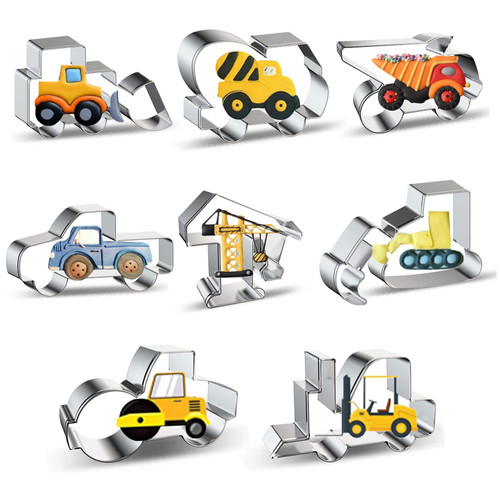 Construction Truck Cookie Cutter Set of 8 - Bulldozer Cement Mixer Dump Truck Pickup Truck Crane Excavator Forklift - Construction Equipment Engineering Vehicle Car Cookie Cutters Shapes Mold for Kids Construction Truck Cookie Cutter Set of 8 - Bulldozer Cement Mixer Dump Truck Pickup Truck Crane Excavator Forklift - Construction Equipment Engineering Vehicle Car Cookie Cutters Shapes Mold for Kids