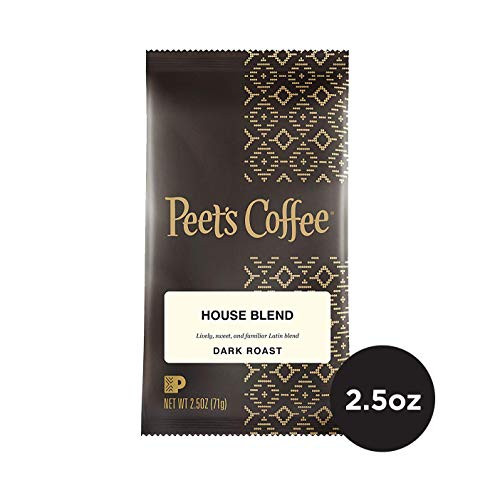 Peet's Coffee House Blend Dark Roast Ground Coffee, 2.5 Ounce Portion Packs (Pack of 18)