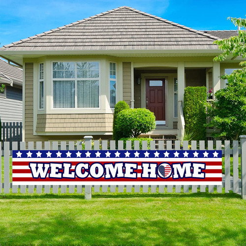 Welcome Home Banner Mlitary Welcome Home Decorations Yard Sign Deployment Returning Alumni Association Party Supplies Military Army Homecoming Banners(Patriotic theme)