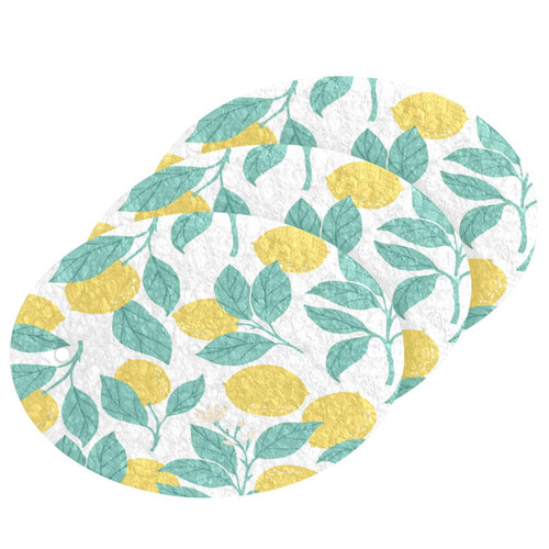 Summer Lemon Flowers Scrub Sponge Fruits Leaves Kitchen Washing Dishes Cleaning Sponges Non Scratch 3 Sponge for Dish Countertops Sinks Floors Showers Tile Sinks