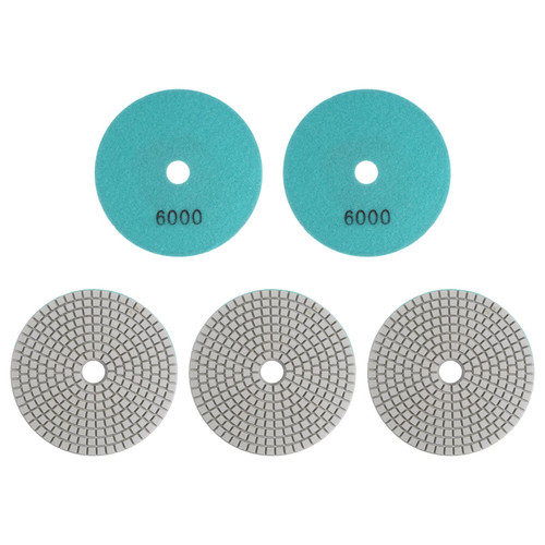 HARFINGTON 5pcs Diamond Polishing Pads 5" Grit 6000 Wet/Dry Polish Pad for Stone Concrete Marble Countertop Quartz, for Polisher Grinder