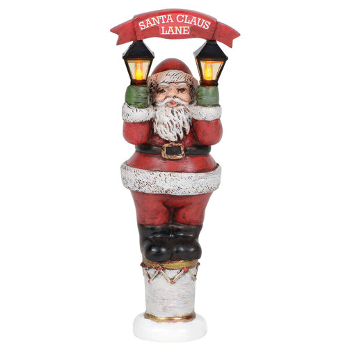 Department 56 Village Collection Accessories Vintage Santa Street Light Lit Figurine, 5.75 Inch, Multicolor
