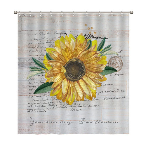 UTF4C Retro Sunflower Polyester Shower Curtains Durable Washable Flower Bath Shower Curtain 65" x 71" Hotel Home Bathroom Bathtub Decor Set with Hooks