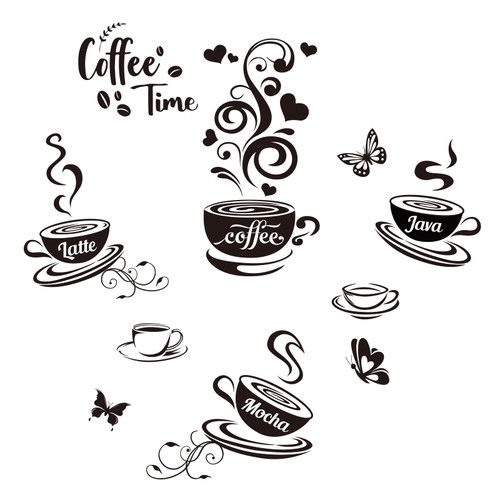 SUPERDANT 10PCS Coffee Time Decals Wall Stickers Decor Vinyl Wall Decor Stickers DIY Saying Wall Art Kitchen Wall Decals Sticker Decor for Kitchen Coffee Bar Decor