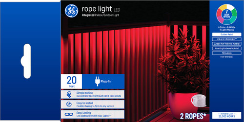 GE Lighting LED Rope Light, Outdoor Plug-In Rope Light Fixture, Soft White, 10 Feet