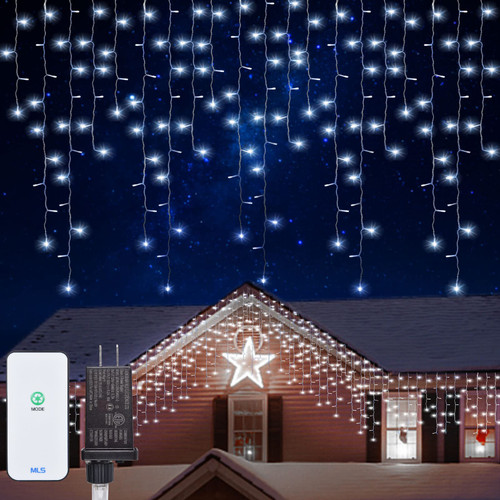 Leisure world Christmas Icicle Lights Outdoor Decorations-300 LED 33ft 8 Modes Curtain Fairy String Light Waterproof, White Led Icicle Lights for Wedding Party Holiday Christmas Decorations (White) Leisure world Christmas Icicle Lights Outdoor Decorations-300 LED 33ft 8 Modes Curtain Fairy String Light Waterproof, White Led Icicle Lights for Wedding Party Holiday Christmas Decorations (White)