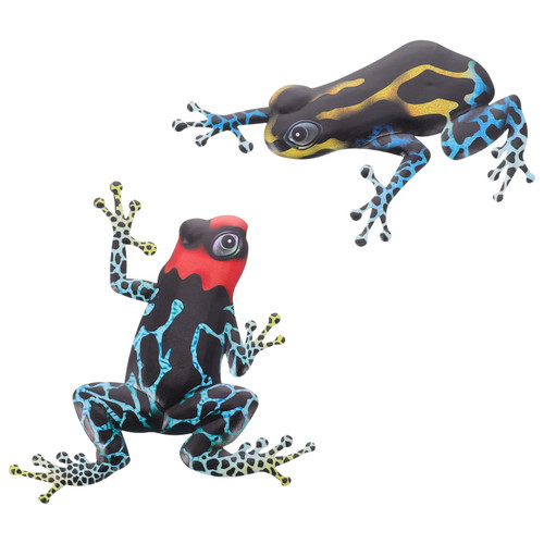 Garneck 2Pcs Metal Frog Wall Decor, Outdoor Garden Wall Art Frogs Sculpture Decor Metal Frog Wall Hanging for Home Living Room Patio, Blue