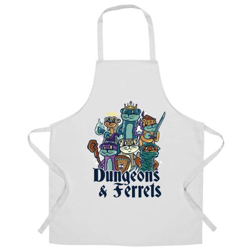 Dungeons and Ferrets Chef's Apron DnD D&D Gaming Geek Gift Idea White One Size