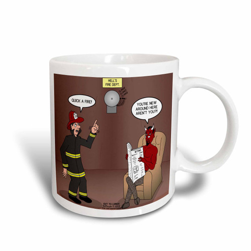 3dRose Hells Fire Department Two Tone Mug, 11 oz, Red