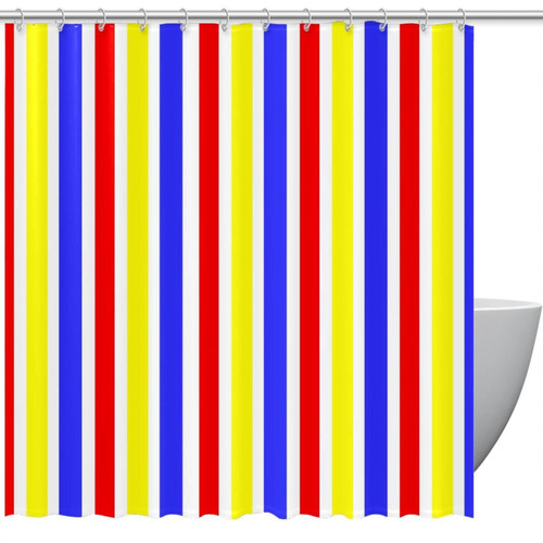 VAPOKF Shower Curtain for Bathroom Decor, Vertical Striped Lattice Waterproof Polyester Fabric Bath Curtain Set with 12 Hooks - 60x72 Inches