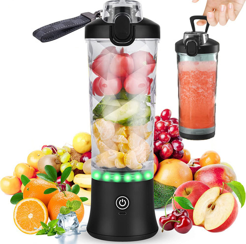 Portable Blender, Personal Size Blender for Shakes and Smoothies ?with 6 Blades Mini Blender ?20 Oz Mini Juicer Cup for Kitchen,Home,Travel (Black)
