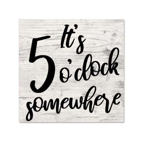 godblessign It's 5 O'Clock Somewhere Plaque Sign, Drinking Wood Wall Hanging Signs, Wall Decorations for Living Room, Modern Farmhouse Wall Decor, Rustic Home Decor 12x12x0.2''