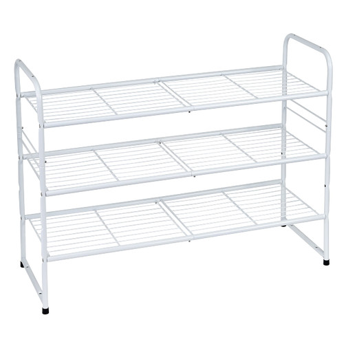 GEORIS Stackable 3-Tier Shoe Rack, Space-Saving Shoe Shelf Organizer for Closet, Entryway, Hallway, White