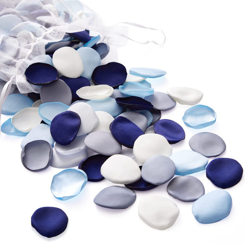 Serwalin 300Pcs Silk Rose Petals Flower Petals for Valentines Day Dusty Navy Blue Petals Flower Girl Petals for Weddings Proposal Flower Girl Basket Aisle Runner Bridal Shower (4 Color Mixes)