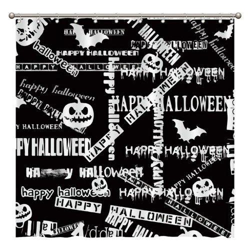 ArogGeld Happy Halloween Shower Curtain Halloween Pumpkin Bat Shower Curtains Bathroom Curtains Custom Durable Polyester Fabric Holiday Shower Curtain for Bathroom 72x72 Inches Set with 12 Hooks