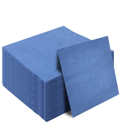 50 Pieces 3-ply Blue Napkin Disposable Cocktail Napkins Beverage Napkins Dessert Napkins Paper Napkins for Wedding Birthday Party Paper Dinner Napkins