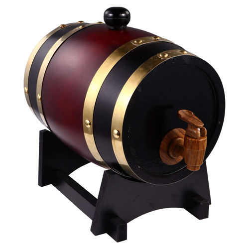 Hemoton Red Wine Barrel Vintage Whiskey Barrel Dispenser Oak Aging Beer Barrel Home Whiskey Barrel Decanter for Bourbon Tequila Hot Sauce More 1.5 Liters (Claret)